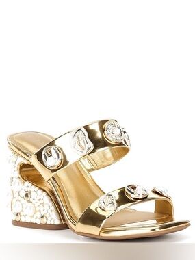 NWT Gianni Bini Penei Metallic Pearl Ornament
Detail Slide Sandals Sz 7